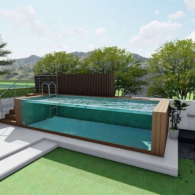 Piscina esterna in fibra di vetro ad alta diafanalità 92,5% e design chiaro/trasparente