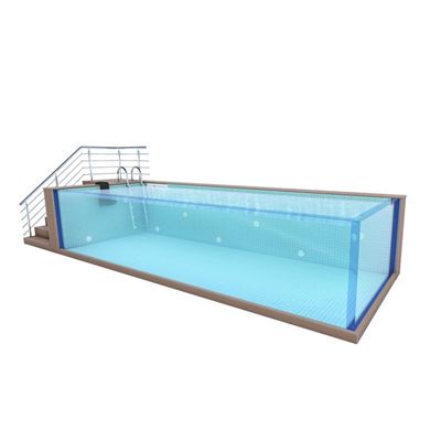 Piscina esterna modulare trasparente e infinita con generatore di cloro di sale