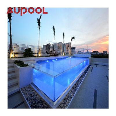 Pannello Acrilico Fuso Due Anelli PVC Trasparente Blu Grande Adulto Piscina gonfiabile Esterno