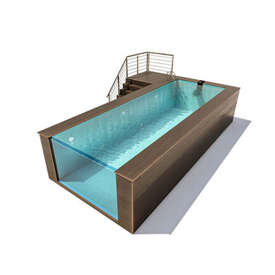 Piscina di lusso sopra terra Fibra di vetro Infinita trasparente con cartone di legno di plastica