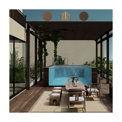Materiale acrilico lucido sopra il terreno piscina con finestrino e design infinito