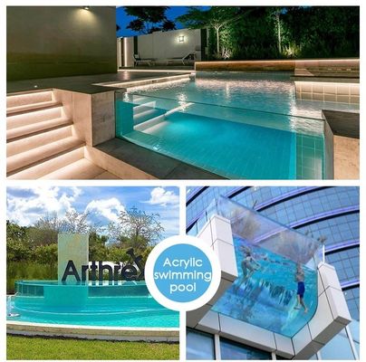 Alta trasmissione luminosa Villa Piscina di design moderno Piscina all'aperto Diafanità 93%