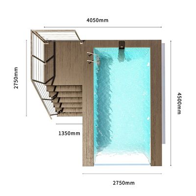Piscina prefabbricata nel cortile con design infinito e pompa d'aria