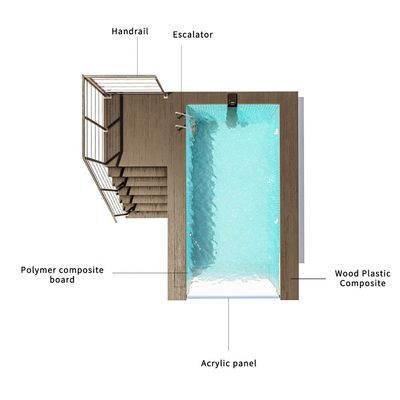 Piscina prefabbricata nel cortile con design infinito e pompa d'aria