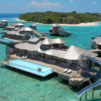 Piscina modulare trasparente in fibra di vetro personalizzabile sopra il terreno per Trendy Island Resort Villa