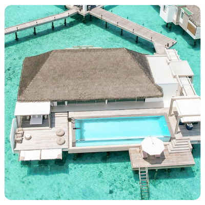 Piscina modulare trasparente in fibra di vetro personalizzabile sopra il terreno per Trendy Island Resort Villa
