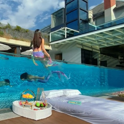 Piscine a parete di vetro trasparente sopra terra con plexi acrilico e piscina acrilica PMMA