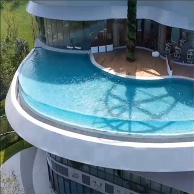 Piscine a parete di vetro trasparente sopra terra con plexi acrilico e piscina acrilica PMMA