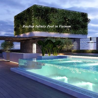Materiale da costruzione AUPOOL 30 anni Piscina acrilica non ingiallente per il tetto dell'hotel in Vietnam