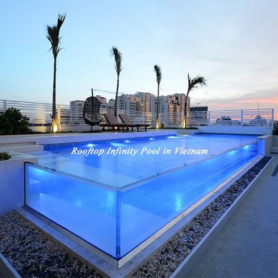 Materiale da costruzione AUPOOL 30 anni Piscina acrilica non ingiallente per il tetto dell'hotel in Vietnam